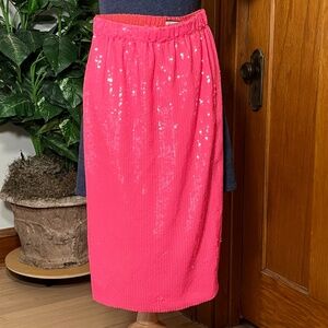 NWT J Crew Collection HOT PINK All Over SEQUIN Skirt Midi Pencil Size XS 0 2